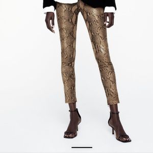 ZARA Animal Print Coated Leggings